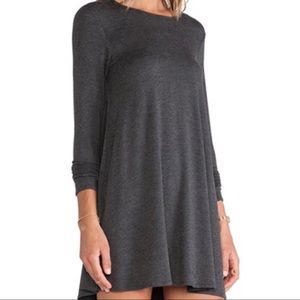 CHARCOAL LONG SLEEVE T-SHIRT DRESS